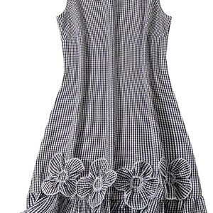 Plus Size Women's Gingham Plaid Sleeveless Summer Tank Dress Ruffle Hem